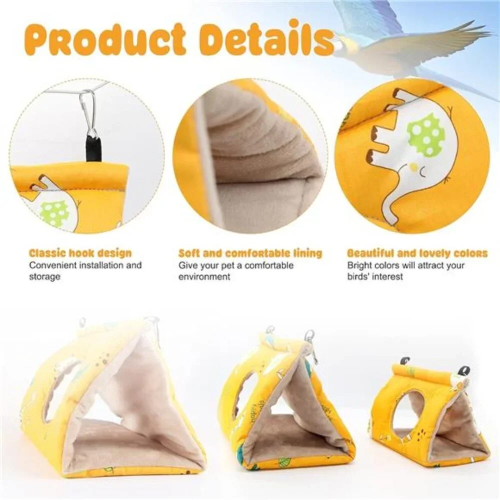 Winter Warm Bird Nest House - Hanging Hammock Velvet Shed Hut Cage Plush Fluffy
